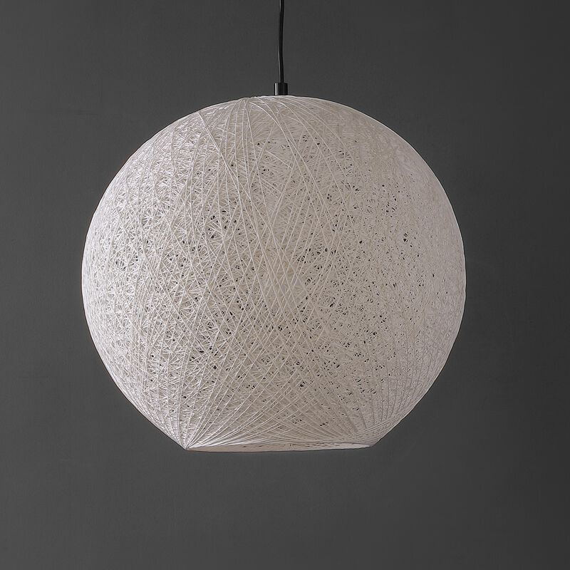 Lacey 1-Light Bohemian Minimalist Iron/Rope Woven Globe LED Pendant