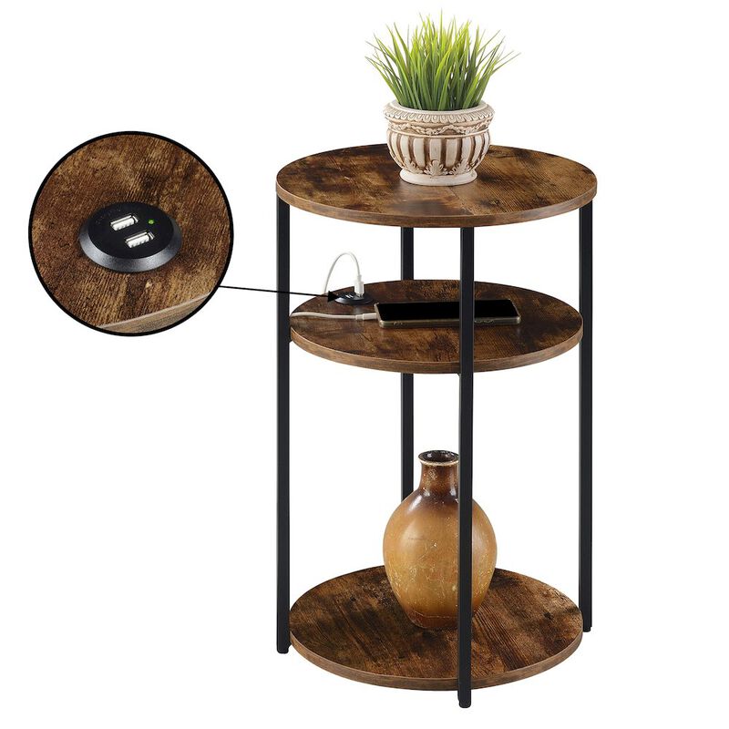 Designs2Go Simon 3 Tier End Table with USB Ports