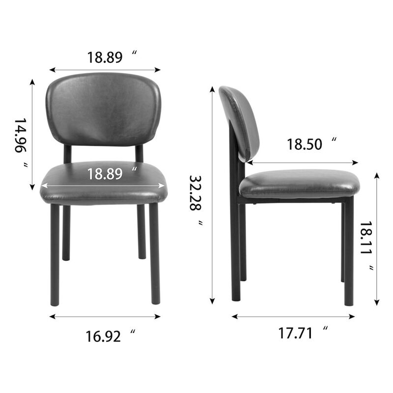 Glamour Home Set of 2 Light Brown Faux Leather Upholstered Dining Chair Black Iron Legs