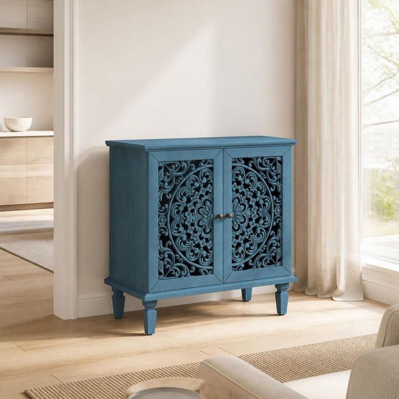 Hollow-Carved 2-Door Accent Cabinet image number 2