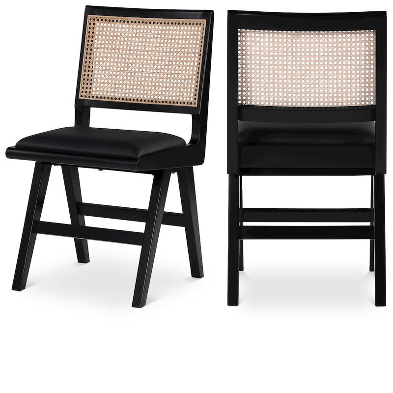 Meridian Furniture Abby Black Vegan Leather Dining Side Chair, Set of 2