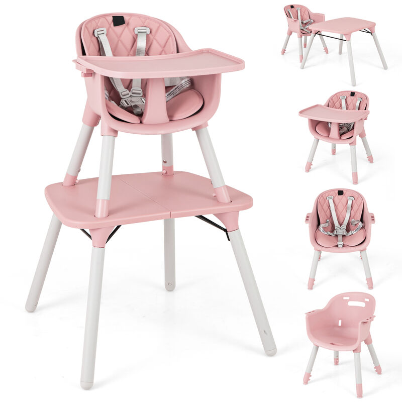 4-in-1 Kids Table Chair Set Convertible with Comfortable PU Cushion