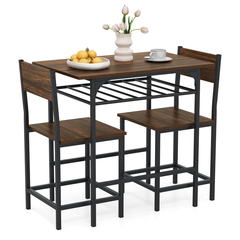 Metal Frame Dining Table Set with Convenient Storage Shelf &ndash; Compact for Small Spaces