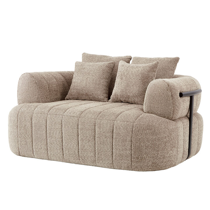 Merax Compressed Foam Lounge Chair with 4 Pillows & Metal Support &ndash; 64" Oversized Seat