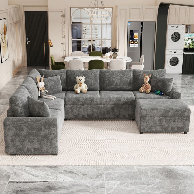 Bimkom U-Shaped Chenille Sectional Sofa image number 6