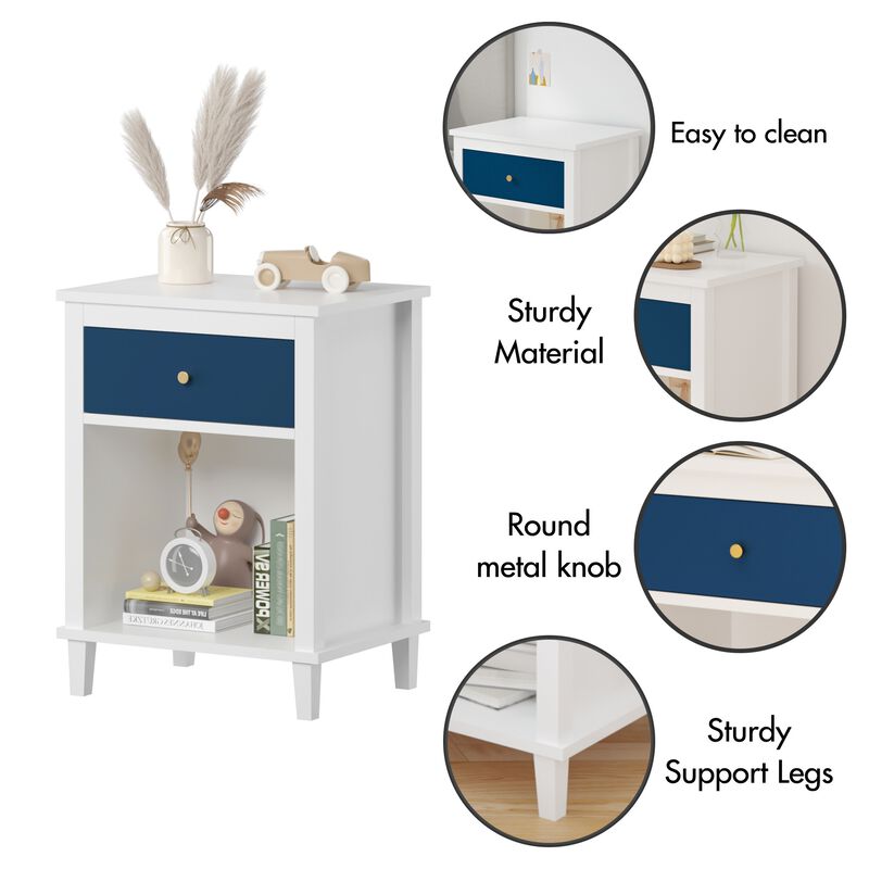 26.8" Assembled Wooden Nightstand 1-Drawer 1-Shelf for Kids Adults image number 5