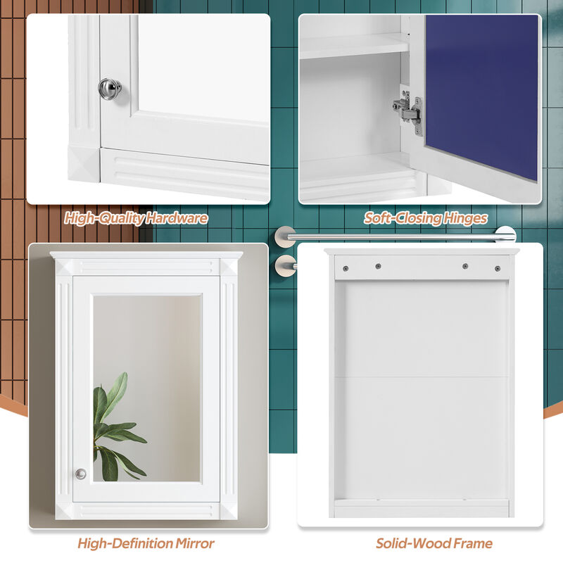 ELEMENT ACE 20 Inch Wall Mounted Bathroom Storage Cabinet with Mirror and Adjustable Shelves - Modern Space Saving Medicine Cabinet image number 8