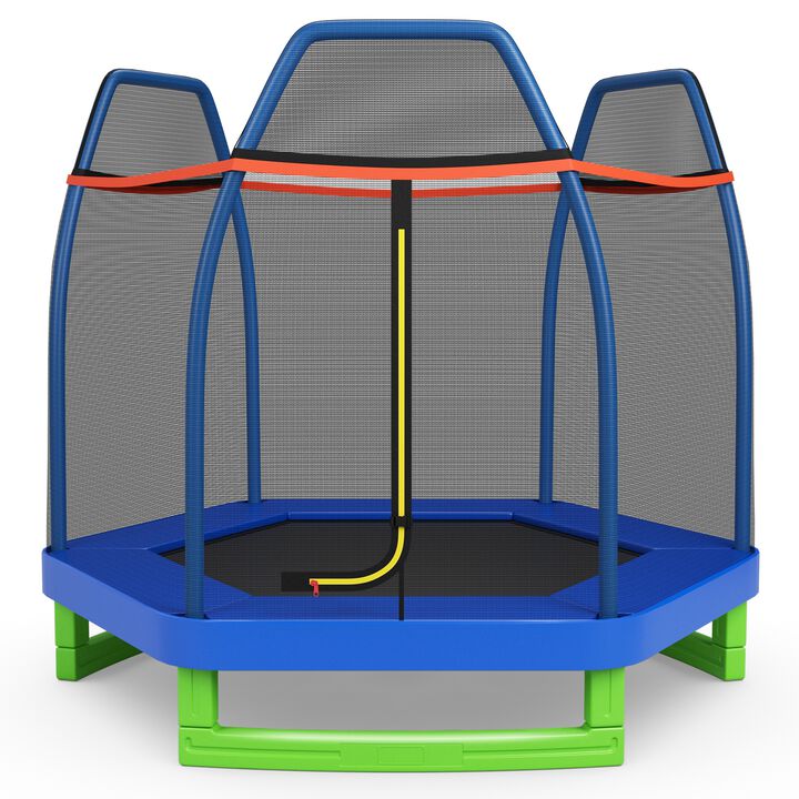 Kids Recreational Trampoline with Jumping Mat and Safety Enclosure