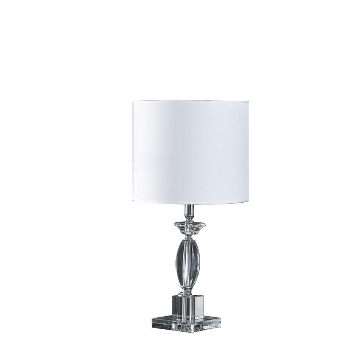 Hivvago 23" Silver Crystal Standard Table Lamp With White Classic Drum Shade Table Lamp