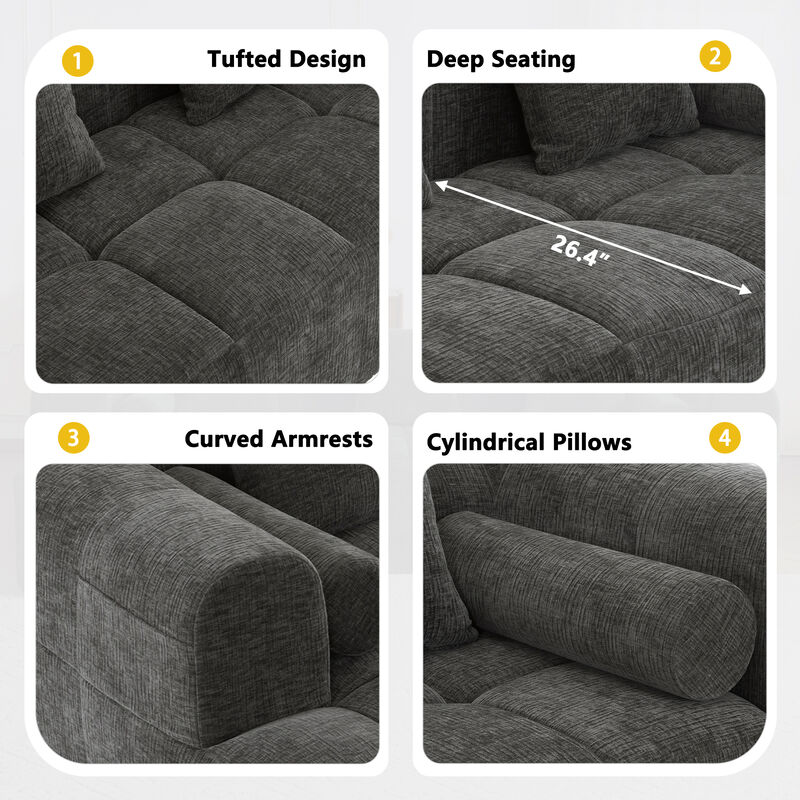 Merax Full-Compressed Sofa Modular Sectional Sofa