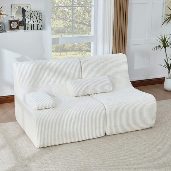 Merax Customizable Modular Sofa with Corduroy Upholstery, Easy Delivery via Compression Packaging