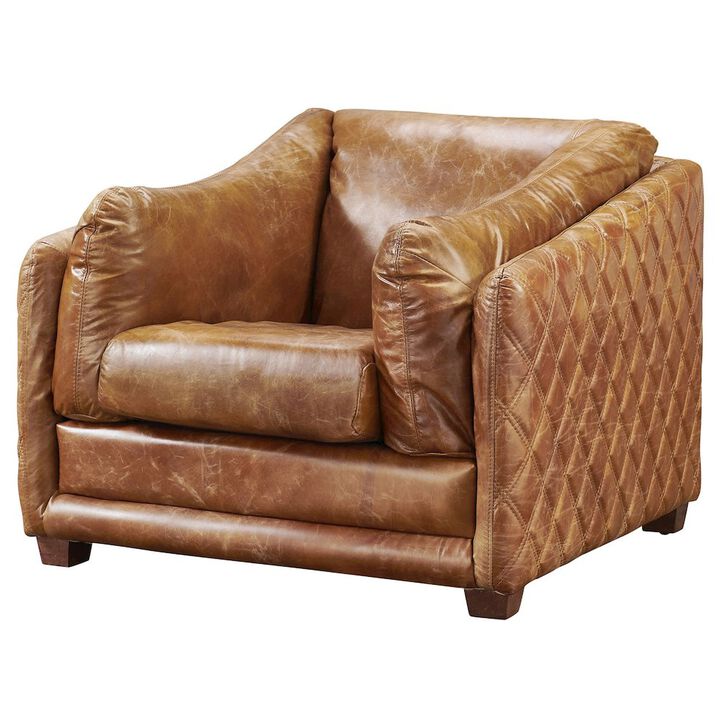 Crafters and Weavers Waco Rustic Modern Arm Chair - Light Brown Leather