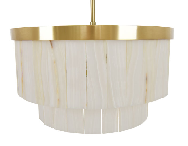Beacon Lighting Elora 9-Light Jade Stone Chandelier, Satin Brass Modern Ceiling Chandelier image number 5