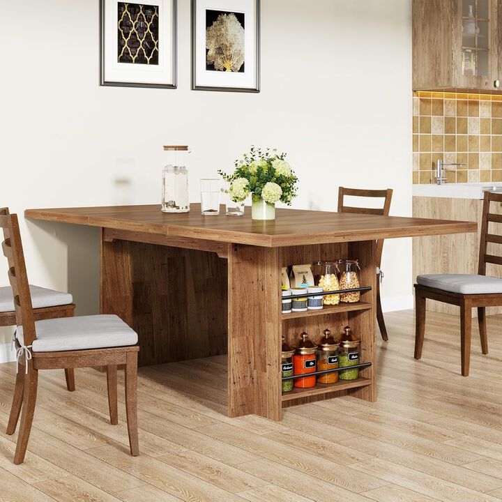 Tribesigns 63" Farmhouse Dining Table Wooden Kitchen Table