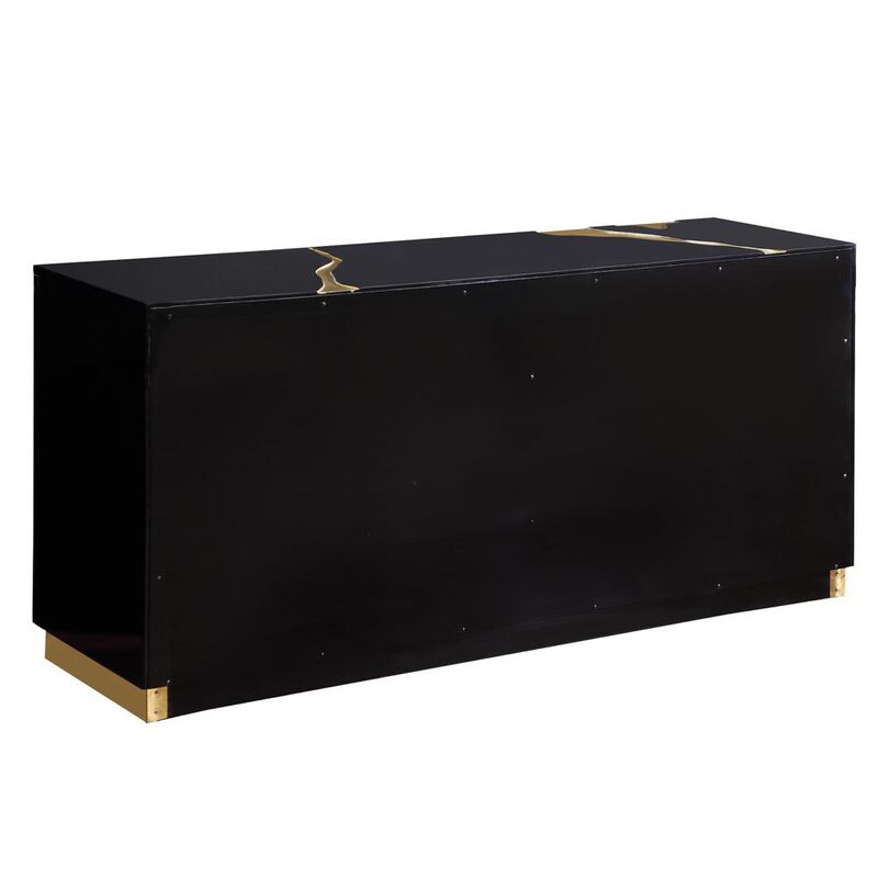 Best Master Furniture Domitianus Wood Sideboard with Gold Accents in Black