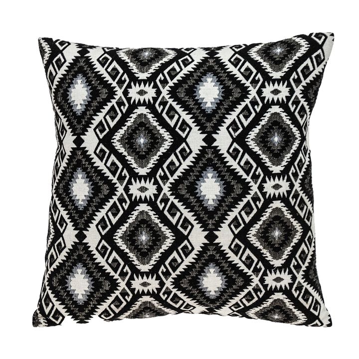 16" Black and White Exotic Transitional Throw Pillow