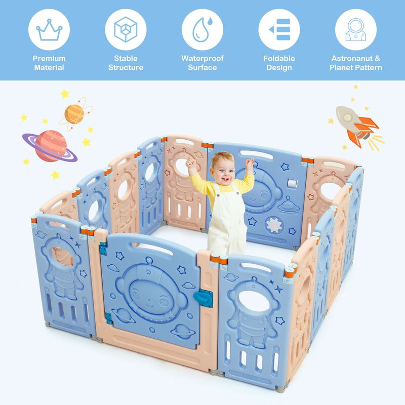Foldable Playpen Kids Activity Center with Lockable Door