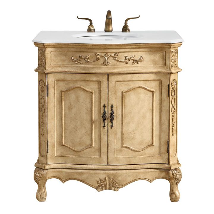 Elegant Kitchen and Bath 32 inch Single Bathroom vanity in Antique Beige