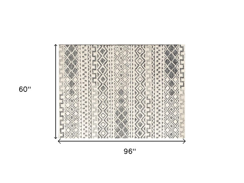 HomeRoots Wool Abstract Geometric Hand Tufted Non Skid Area Rug image number 5