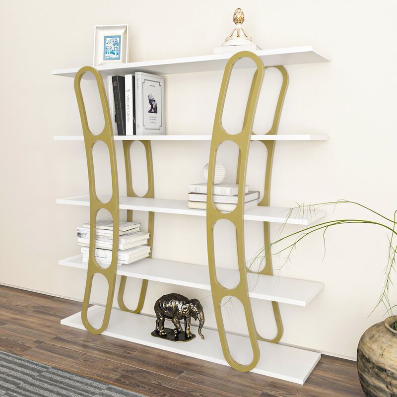 Decorotika Adar Bookcase White And Gold