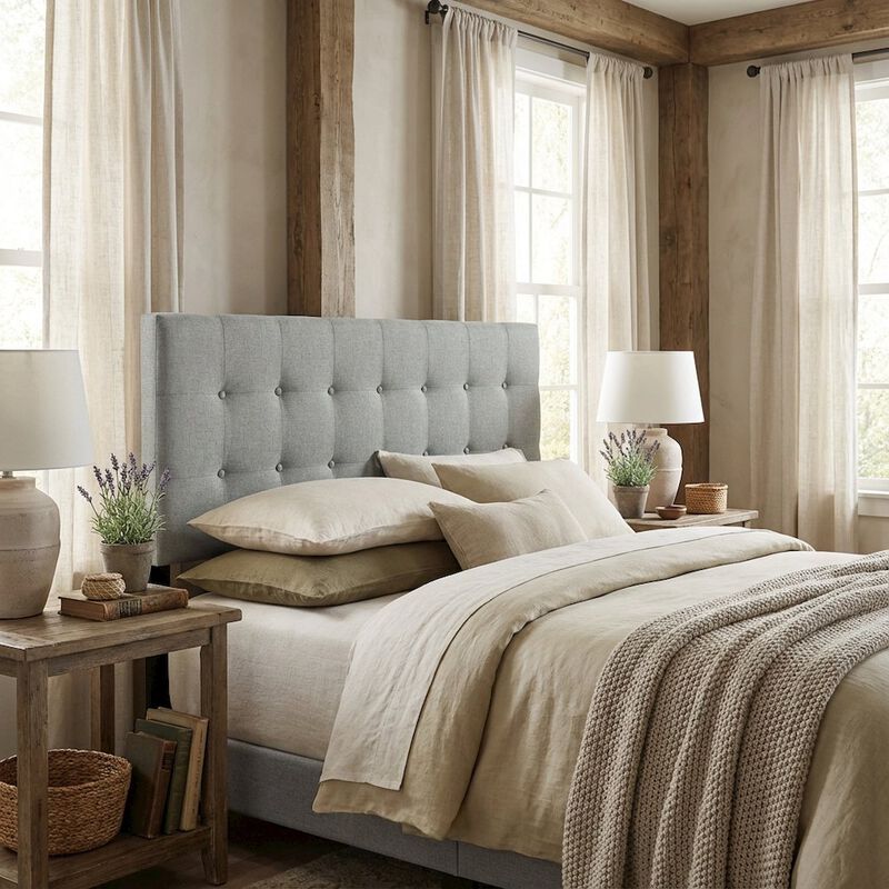 Upholstered Fabric King Headboard with Elegant Design and Sturdy Frame image number 2