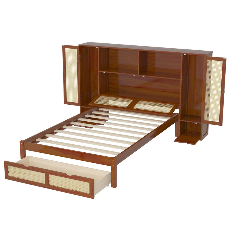 Merax Wooden Platform Bed with Storage Headboard