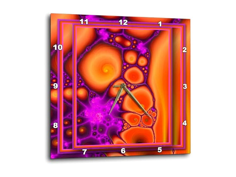 Dancing Hippie Chick Retro Flower Wall Clock 15 Inch Orange Home Decor