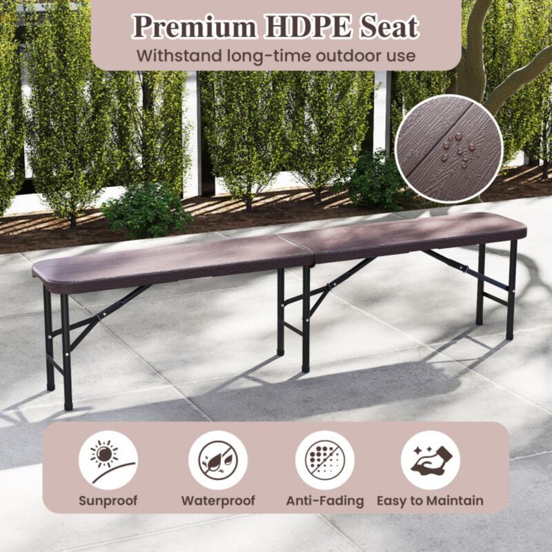 Hivvago Folding HDPE Bench with 1320 LBS Capacity and Handle Lock