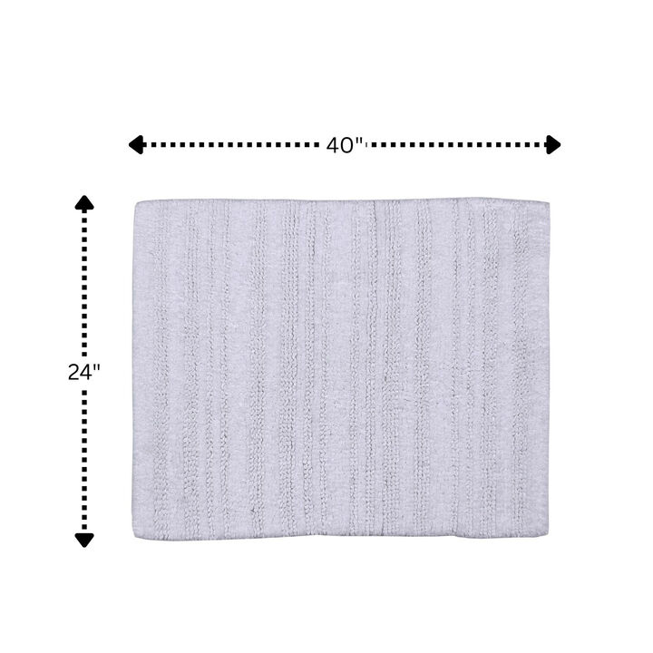 Knightsbridge Luscious Textured Striped All Season Soft Plush Cotton Reversible & Soft Bath Rug 24" X 40" White