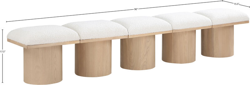 Meridian Furniture Pavilion Cream Boucle Fabric Bench