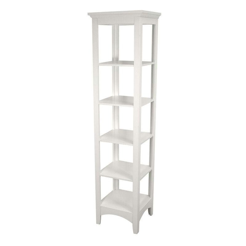 Teamson Home Madison Wooden Linen Tower with 5 Shelves, White