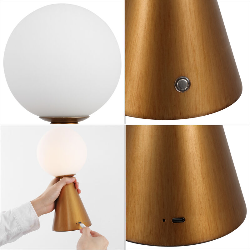 Macie 11.75" Modern Minimalist Globe Rechargeable/Cordless Dimmable Integrated LED Table Lamp with Touch Sensor