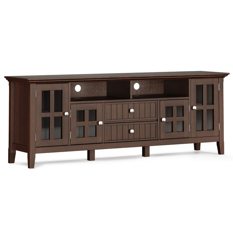 Acadian SOLID WOOD 72 inch Wide Transitional TV Media Stand in Brunette Brown For TVs up to 80 inches