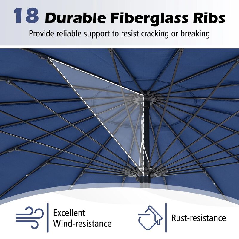 Mondawe 9 Feet Aluminum Market Round Patio Umbrella with 18 Fiberglass Ribs
