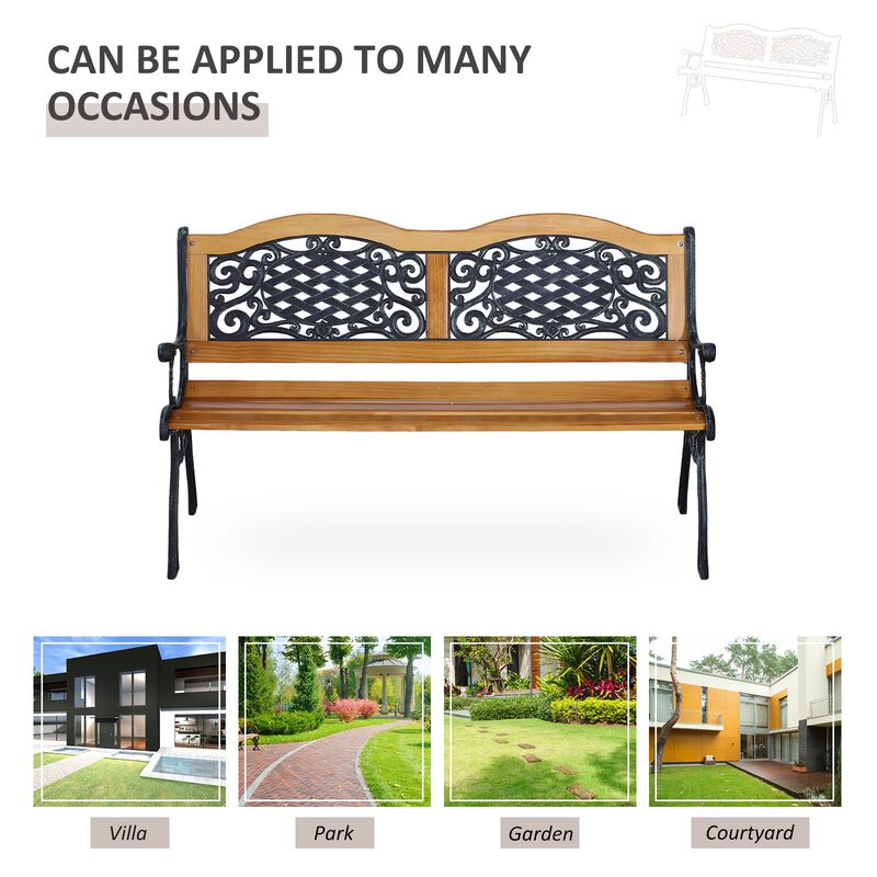 Hivvago 50" Outdoor Garden Bench with Wood & Metal Frame image number 5
