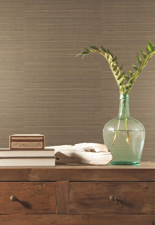 Abaca Weave Brown Wallpaper (Set of 2)