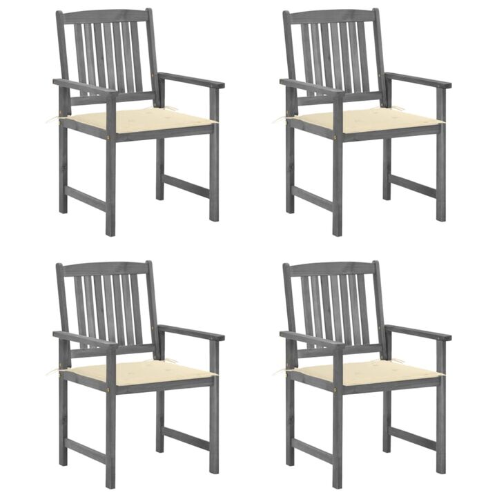 vidaXL Director's Chairs with Cushions 4 pcs Gray Solid Acacia Wood