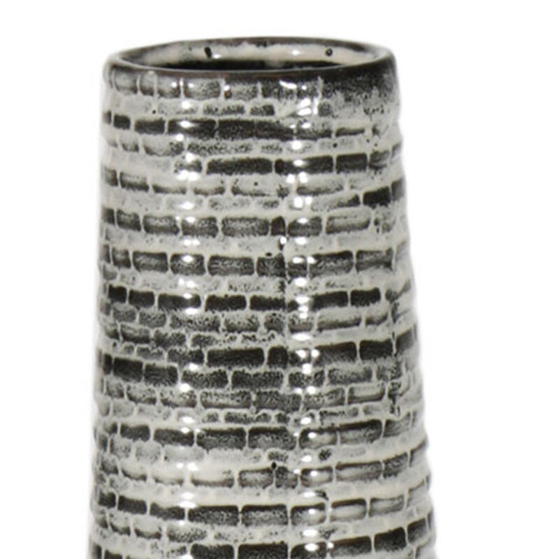HomeRoots 47" Black And Gray Ombre Tapered Ceramic Floor Vase image number 2