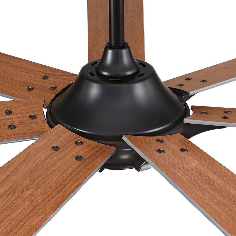 72 in. Matte Black Industrial Reversible Blades Ceiling Fan with Remote without Light