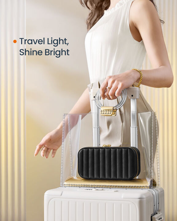 Portable Jewelry Case with Mirror Travel Organizer Box for Women