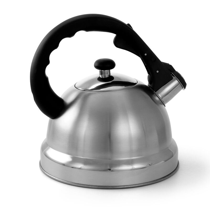Mr. Coffee Claredale 2.2 Quart Brushed Stainless Steel Whistling Tea Kettle with Nylon Handle