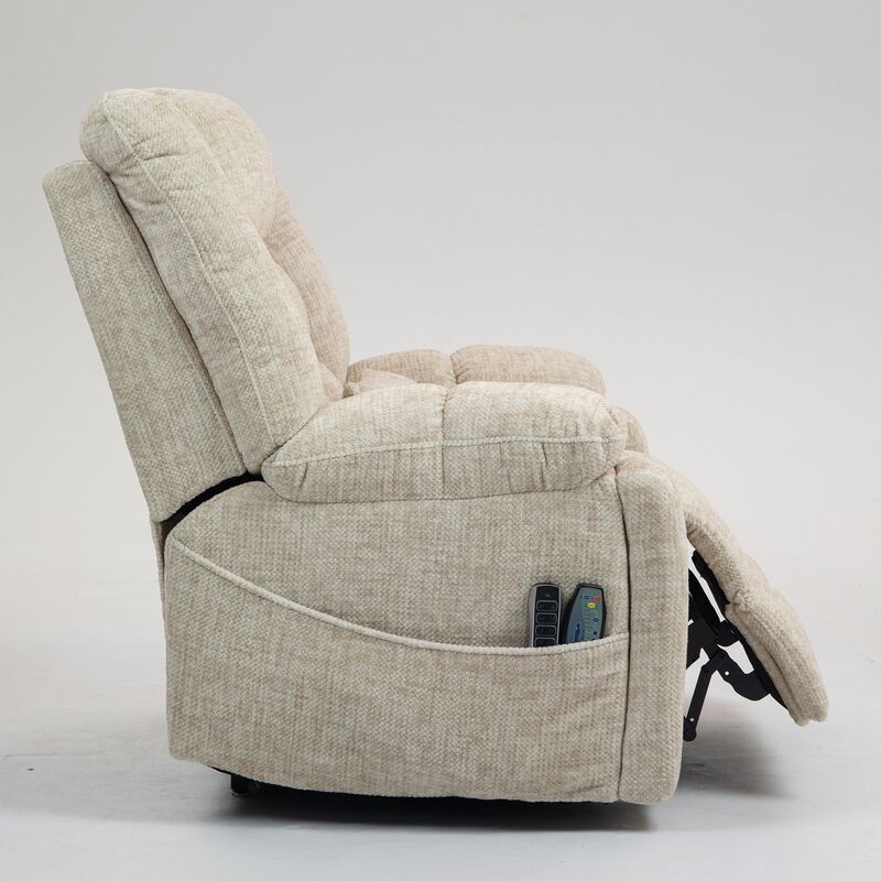 Chenille Power Lift Recliner Chair with Heat and Massage, 4 OKIN Motors, Lift Chair with Adjustable Headrest and Lumbar image number 5