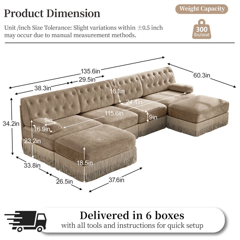 Nomdel 4-Seater with 2 Ottomans Sectional image number 7