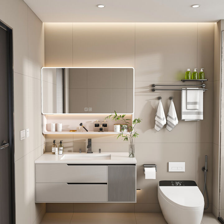 ELEMENT ACE Smart LED Mirror Cabinet with Defogging and Adjustable Lighting for Modern Bathroom Storage and Organization