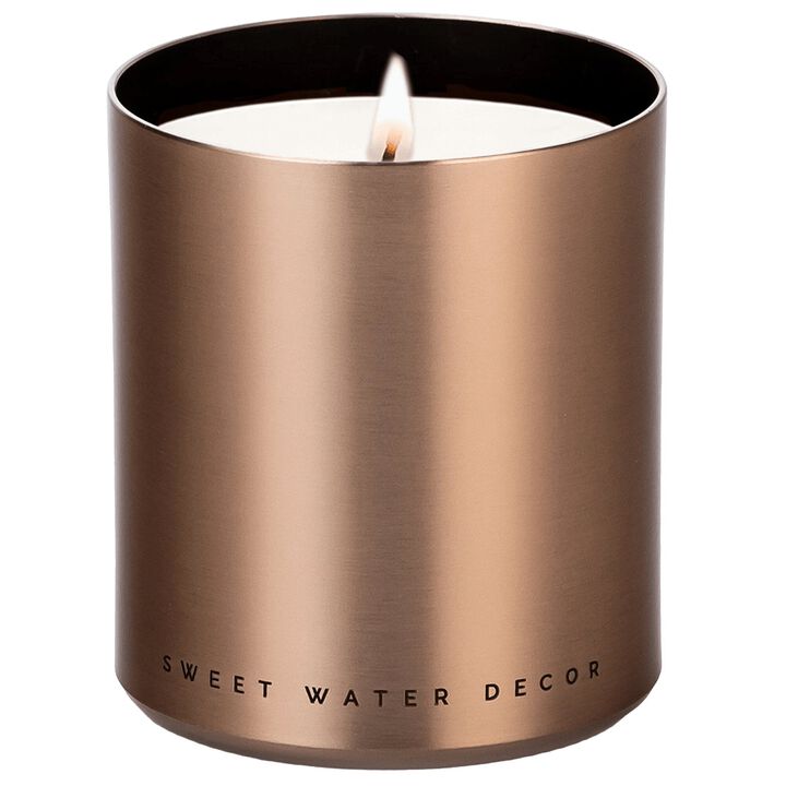 Sweet Water Decor Hello Fall 10 oz Soy Candle, Bronze Aluminum Metal Jar