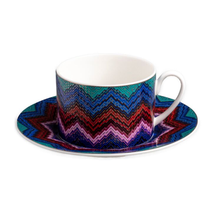 Tea Cup & Saucer STARLIGHT Set of 6, cup diam. 3.35", H 2.36", saucer diam. 6.1"