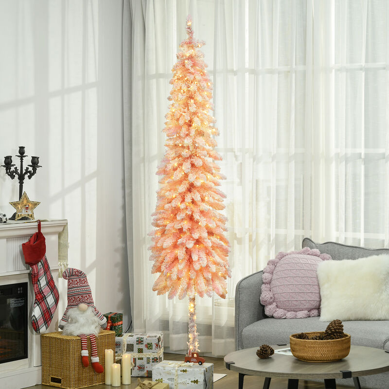 BreeBe 7FT Pre-Lit Pencil Christmas Tree with Downswept Branches image number 1
