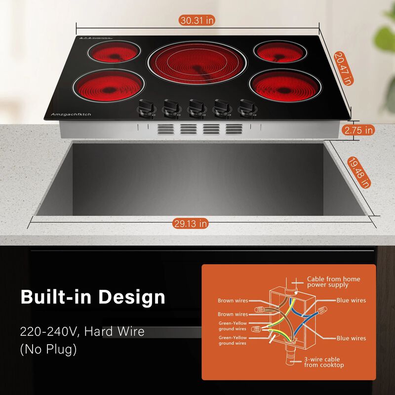 Electric Cooktop 30 inches 5-Burner Built-In image number 4
