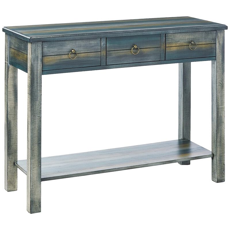Glancio Beautiful Console Table, Antique Oak & Teal Blue image number 0