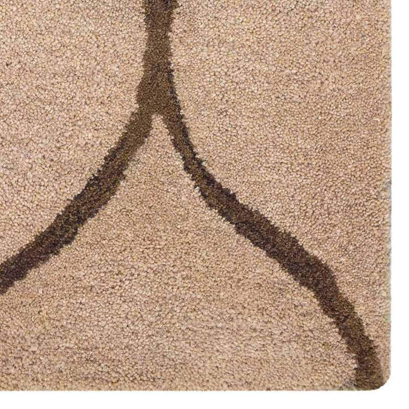 RUGSOTIC CARPETS HAND TUFTED WOOL ECO-FRIENDLY AREA RUGS  - 9'x12', Rectangle Shape, Light Gold Brown, Geometric Modern Design, High Pile Handmade Area Rugs for Living Room, Bed Room (K01004)